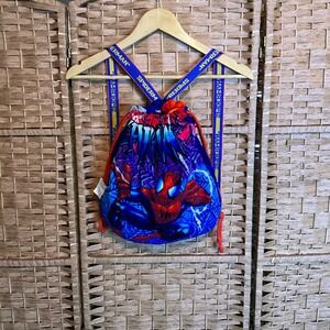 Vintage 2003 Marvel Spider Man Drawstring Backpack Beach Bath Towel‎ Attached